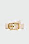 Rectangular Faux Leather Belt Cream