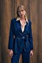 Snake pattern long jacket - navy blue