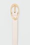 Oval Shaped Faux Leather Belt Cream - 3