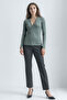 Gray Melange V-Neck Long Sleeve Women's Blouse Viola - 2