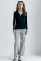 Ink Black V-Neck Long Sleeve Women's Blouse Viola - 2