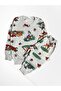 Girl's Cotton Fabric Gray Deer Rabbit Pattern Long Sleeve Winter Pajamas Set - 2