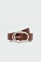 Round Buckle Faux Leather Belt Tan