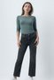 Gray Melange Boat Neck Long Sleeve Women's T-Shirt Heather - 3