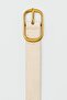 Rectangular Faux Leather Belt Cream - 3