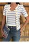 Striped Knitwear Tank Top Cardigan Set - 2