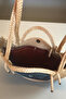 Kaan Home Handcrafted Wicker Jute Look Beige Black Shoulder and Beach Bag – Modern Design - 6