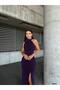 Flexible Flowers Fabric Collar Rose Detailed Slit Evening Dress Purple 583261 - 2