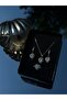Silver Heart Stone Necklace Ring Earring Set Gift for Lover Jewelry Set - 4
