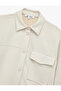 Classic Collar Pocket Detailed Oversize Buttoned Suede Look Shirt Jacket - 5