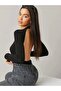 Women's Black Backless Crew Neck Long Sleeve Sandy Fabric Swimsuit Bodysuit Zıbın