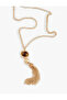 Stone Steel Necklace with Chain Tassel Detail - 3