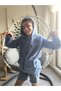 Boys Girls Unisex Plush Fleece Cardigan Hooded Zipper Pocket Blue, Dark Blue! !! Narrow Mold - 8