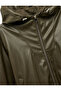 Long Sleeve Hooded Crop Faux Leather Bomber Jacket with Zipper Pockets - 3