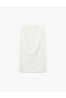 Standard Waist Pocket Slit Detailed Midi Buttoned Pencil Skirt - 4