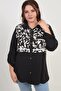 Women's Oversized Shirt with Sleeve Fold and Brush Pattern Pocket Flap - 6