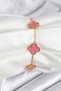 316L Steel Gold Chain Pink Clover Color Bracelet - Tj-Bb7908