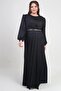 Women's Double Breasted Collar Look Pleated Lined Long Satin B.B. Dress - 7