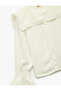 Viscose Long Sleeve Gathered Oversize Buttoned Lace Detailed Square Neck Shirt - 3