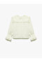 Viscose Long Sleeve Gathered Oversize Buttoned Lace Detailed Square Neck Shirt - 2