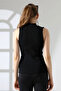 High Collar Sleeveless Motif Knitwear Blouse - 4