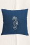 Sea-Themed Seahorse Patterned Throw Pillow Cover – Navy Blue Throw Pillow Cover – Embroidered Throw Pillow Cover