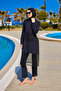 Black Full Covered Hijab Swimsuit – Water Repellent, Upf50+ Protection – M2508-1