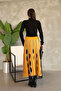 One-Piece Patterned Knitwear Dress with a High Collar and Skirt-Like Appearance - 5