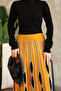 One-Piece Patterned Knitwear Dress with a High Collar and Skirt-Like Appearance - 4