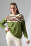 Crew Neck Snow Patterned Knit Sweater - 4