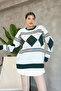 Crew Neck Patterned Knit Sweater - 2