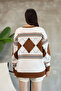 Crew Neck Patterned Knit Sweater - 5