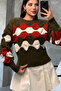 Crew Neck Embossed Patterned Knitwear Sweater - 2
