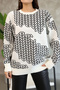 Crew Neck Patterned Knit Sweater - 4