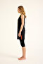 Black Semi-Closed Swimsuit Hidden Zipper, Slit, Water Repellent, Upf50+ H2502-1 - 6