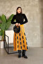 One-Piece Patterned Knitwear Dress with a High Collar and Skirt-Like Appearance - 2
