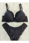 Lace and Bow Detailed Padded Underwire Bra Panty Set 4-Piece - Lingerie Set - 5