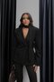 Black Waist-Fitted Belt Detail Blazer Jacket - 6
