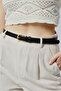 100% Genuine Leather Stylish Yellow Buckle Women's Belt - 2