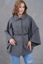 Women's Waist Belted Cashmere Gray Poncho New Season Stylish Oversize Trendy and Comfortable Modern Outerwear - 4