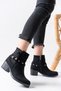Women's Western Cowboy Dark Black Heeled Leather Boots |   Zippered, Metal Accessories, Casual & Stylish Boots - 2