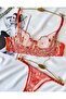 Women's Orange Embroidered Lingerie Set - 2