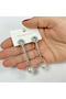 Silver-tone dangle earrings with steel and rhinestone accents - 3