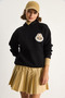 Women's Black Embroidered Hooded Sweatshirt with Kangaroo Pocket 6045 60284098 - 3