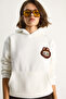 Women's Ecru Embroidered Hooded Sweatshirt with Kangaroo Pocket 6045 60284098 - 6