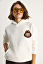 Women's Ecru Embroidered Hooded Sweatshirt with Kangaroo Pocket 6045 60284098 - 5