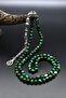 Natural Green Tiger's Eye Stone 99 Prayer Beads with Metal Tassel 6mm Sphere Cut 902262