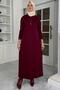 Laçin Knitwear Dress Burgundy - 4