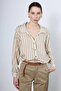 Khaki Striped Gold Buttoned Shirt - 4966