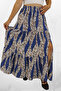 Slit Flower Patterned Viscose Fabric Long Skirt - 2